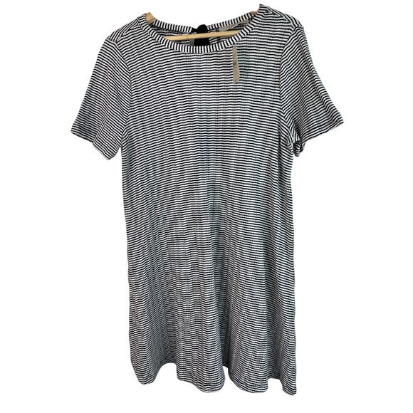 loft Dresses & Skirts - NWT LOFT Petites Women PL Black White Stripe Ribbed A-Line Swing Dress $69.50 *